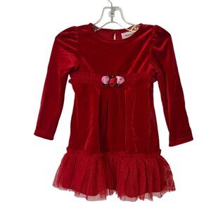 Girl Toddler Dress Size 24 M Red Festive Dressy Ruffle Hem Stretch Crazy Legs NE